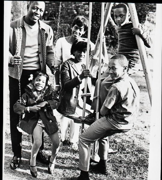 1960s Hank Aaron with Family Milwaukee Braves "The Sporting News" Original 3" x 3.5" Black And White Negative (The Sporting News Collection/MEARS Auction LOA)