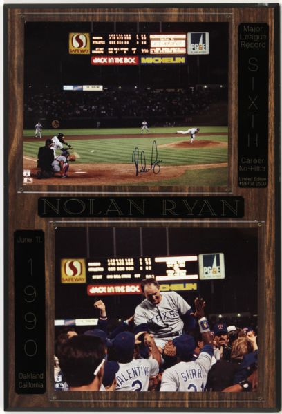 1980-90 Nolan Ryan Texas Rangers Signed Photo Display & Cachet - PSA/DNA