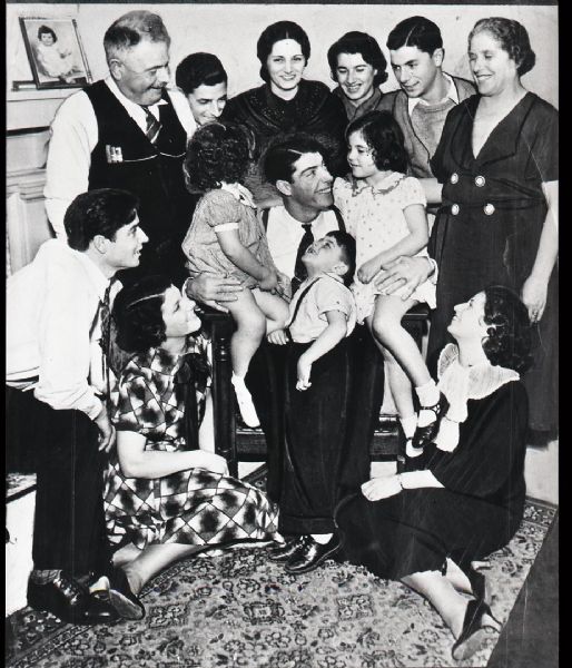 1940s circa Joe DiMaggio and Family "The Sporting News" Original 3" x 4" Black And White Negative (The Sporting News Collection/MEARS Auction LOA)