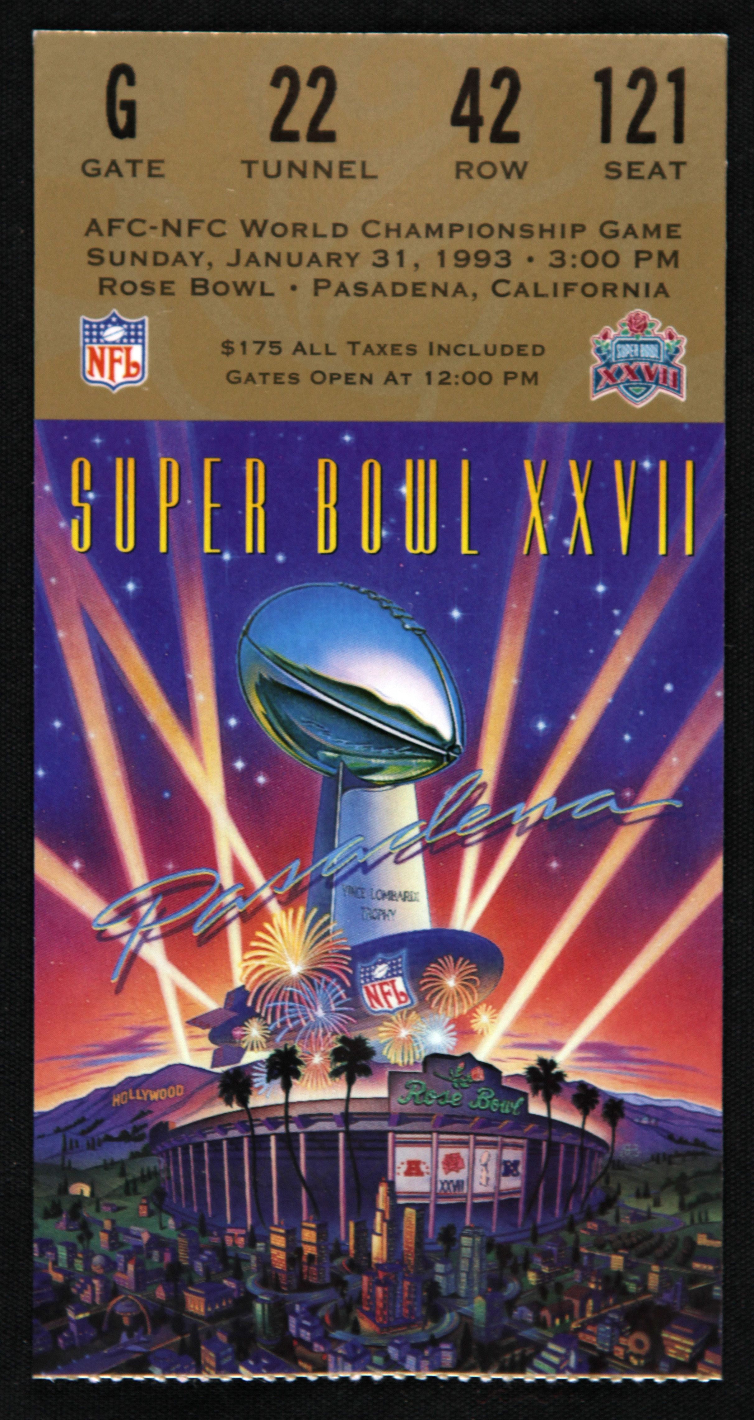 Lot Detail - 1993 Super Bowl XXVII Dallas Cowboys vs. Buffalo Bills ...