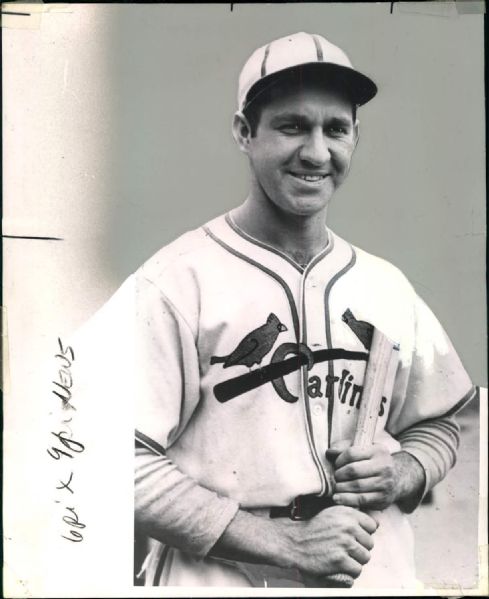 1938-48 Enos Slaughter St. Louis Cardinals "The Sporting News Collection Archives" Original Photos (Sporting News Collection Hologram/MEARS Photo LOA) - Lot of 2