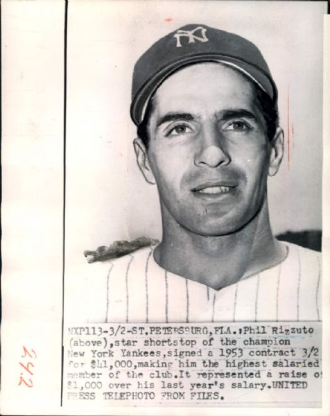 1950s circa Phil Rizzuto New York Yankees "The Chicago Sun-Times Collection Archives" Original Photos (Chicago Sun-Times Hologram/MEARS Photo LOA) - Lot of 6