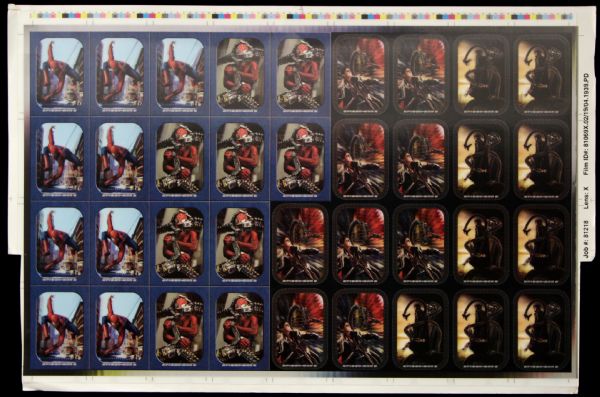 2004 French Spider-Man 2 Uncut Holographic Trading Card Sheet "Kelloggs Cereal Company" 15.5" x 23.5" Includes Spider-Man and Dr. Octopus 