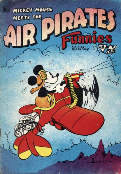 1971 Mickey Mouse Meets the Air Pirartes Funnies #1 Hell Comics Underground Adult Comic Very Good Plus (MEARS Auction LOA)