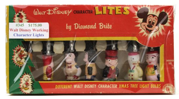 1950s Walt Disney Character Lites w/Seven Figures In Original Box