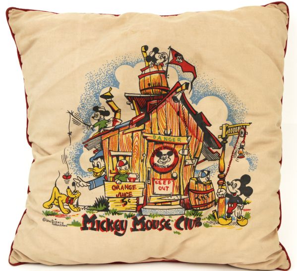 1950s Mickey Mouse Club Pillow Featuring the Clubhouse and the rest of the gang