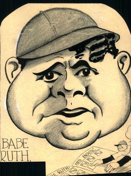 1940s Babe Ruth Caricature "The Sporting News Collection Archives" Original Illustration Artwork (Sporting News Collection Hologram/MEARS Photo LOA)