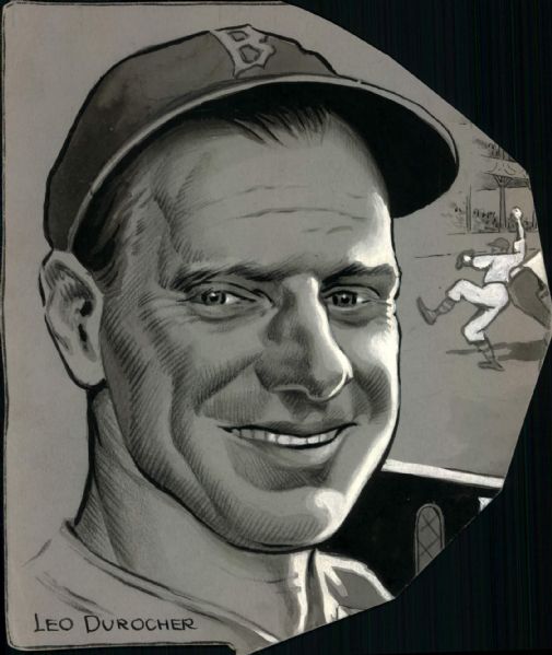 1940s Leo Durocher Brooklyn Dodgers "The Sporting News Collection Archives" Original Illustration Artwork (Sporting News Collection Hologram/MEARS Photo LOA)