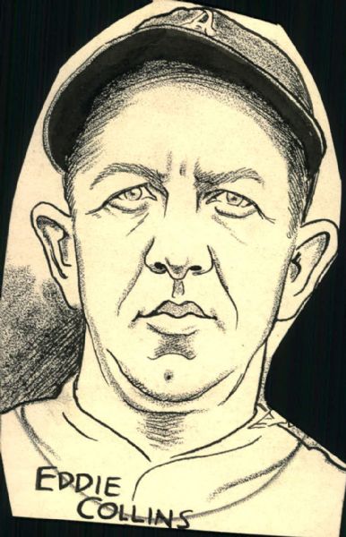 1927-30 Eddie Collins Philadelphia Athletics "The Sporting News Collection Archives" 4" x 6" Original Illustration Art (Sporting News Collection Hologram/MEARS Photo LOA) Unique 1:1