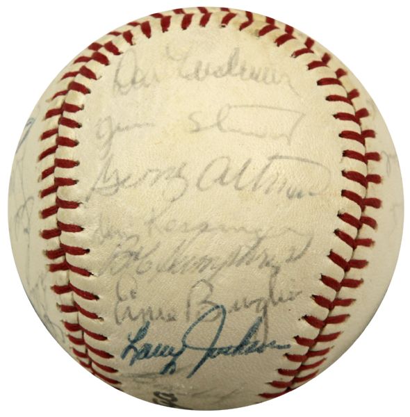 1965 Chicago Cubs Team Signed Baseball w/28 Sigs. Incl. Banks Williams Rip Collins - JSA 