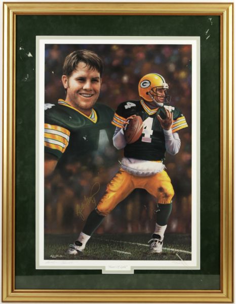 1995 Brett Favre Heart of Gold Signed Print 223/804 Andrew Goralski Art - JSA 