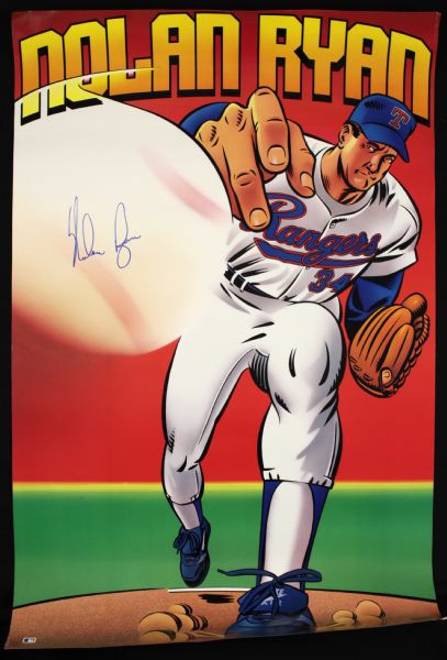 1990s Nolan Ryan Texas Rangers Signed 23" x 35" Poster - JSA 