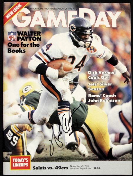 1984 Walter Payton Chicago Bears Signed Gameday Program From Reunion Signing - JSA 