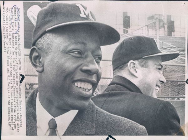 1964-74 Hank Aaron Milwaukee Braves Atlanta Braves "The Sporting News Collection Archives" Original Photos (Sporting News Collection Hologram/MEARS Photo LOA) - Lot of 4