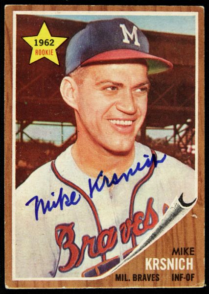 1962 Mike Krsnich Milwaukee Braves Signed Topps Card - Tough Signature - JSA "Last Autograph He Ever Signed!!!" 