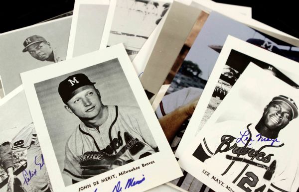 1953-57 Milwaukee Braves Signed Photo - Lot of 12 w/ Burdette Logan Mantilla - JSA