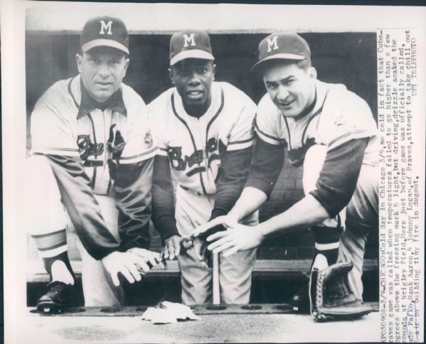 1960 Hank Aaron Andy Pafko Johnny Logan Milwaukee Braves "The Sporting News Collection Archives" Original 6.5" x 8.5" Photo (Sporting News Collection Hologram/MEARS Photo LOA)