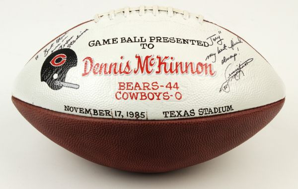 1985 Dennis McKinnon Chicago Bears Game Used Presentation ONFL (Rozelle) Football Signed - (MEARS Auction LOA & JSA)
