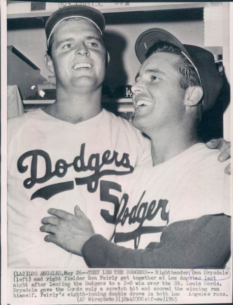 1959-65 Don Drysdale Los Angeles Dodgers "The Sporting News Collection Archives" Original Photos (Sporting News Collection Hologram/MEARS Photo LOA) - Lot of 3