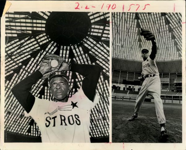 1965 Satchel Paige Houston Astros "The Sporting News Collection Archives" Original Photos (Sporting News Collection Hologram/MEARS Photo LOA) - Lot of 2