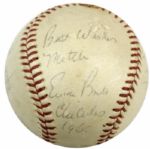1965 Chicago Cubs Multi Signed ONL (Giles) Baseball w/ Billy Williams Ernie Banks & Ron Santo - JSA 