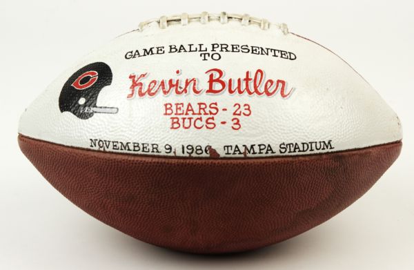 1986 Kevin Butler Chicago Bears Game Used Presentation Football (MEARS Auction LOA)