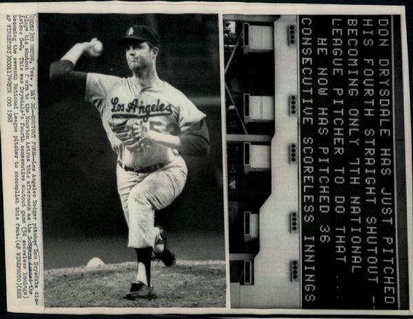 1968 Don Drysdale Los Angeles Dodgers "The Sporting News Collection Archives" Original 7.5" x 9.75" Photo (Sporting News Collection Hologram/MEARS Photo LOA)