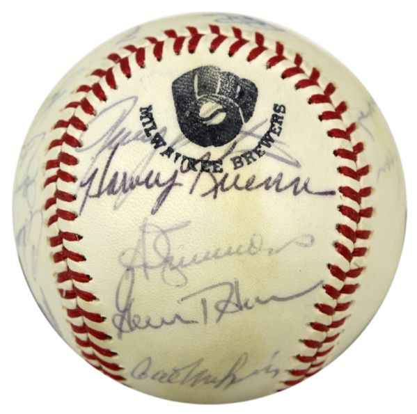 1982 Milwaukee Brewers Team Signed Baseball w/ 21 Sigs. Incl. Yount Molitor Vuckovich - JSA 