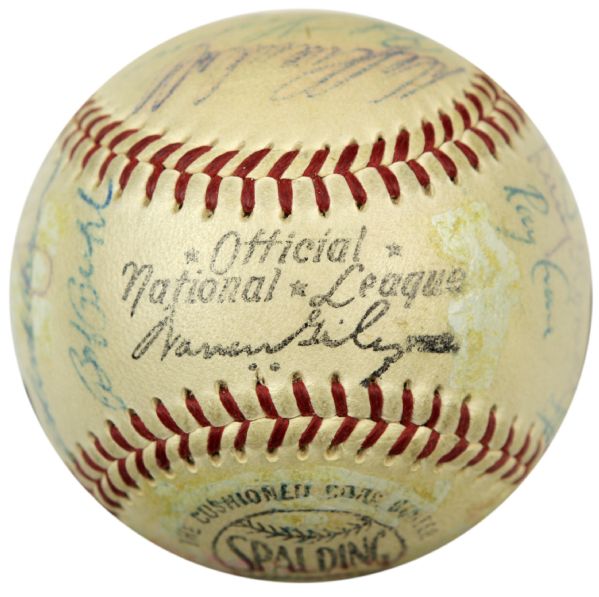 1956 Milwaukee Braves Team Signed ONL (Giles) Baseball w/ 27 Sigs. Incl. Hank Aaron Eddie Mathews Warren Spahn - JSA 