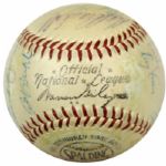 1956 Milwaukee Braves Team Signed ONL (Giles) Baseball w/ 27 Sigs. Incl. Hank Aaron Eddie Mathews Warren Spahn - JSA 