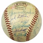 1956 Milwaukee Braves Team Signed ONL (Giles) Baseball w/ 27 Sigs. Incl. Hank Aaron Eddie Mathews Warren Spahn - JSA 