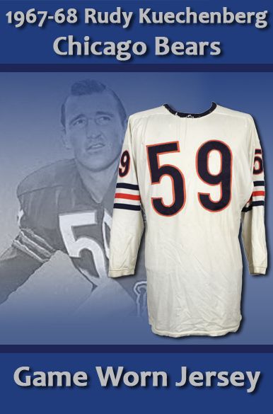 1967-68 Rudy Kuechenberg Chicago Bears Game Worn Durene Jersey w/ 2 Team Repairs (MEARS A9) 