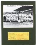 1918 Boston Red Sox World Champions Photo (Babe Ruth) matted with Harry Hooper signed check