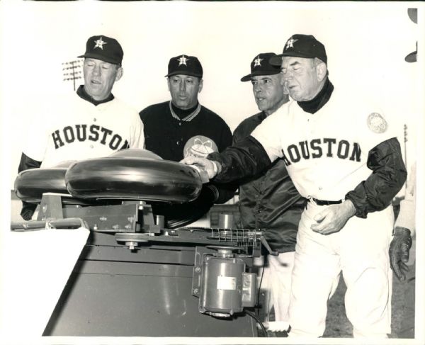 1969 Houston Astros Coaches and "Curve-Master" "The Sporting News Collection Archives" Original 8" x 10" Photo (Sporting News Collection Hologram/MEARS Photo LOA)