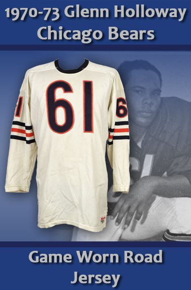 1970-73 Glen Holloway Chicago Bears Game Worn Durene Jersey w/ 3 Team Repairs Last Player to Wear #61 (MEARS A10 ) 