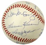 1990-91 500 Home Run Club Multi Signed OAL (Brown) Baseball w/ 11 Sigs. Incl. Mickey Mantle Ted Williams Willie Mays Hank Aaron - JSA Full Letter