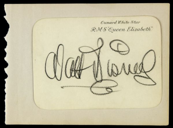 Walt Disney Signed RMS Queen Elizabeth Parchment - Full JSA Letter 