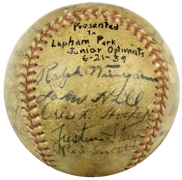 1939 Milwaukee Brewers Team Signed Baseball w/ 19 Sigs. (MEARS Auction LOA)