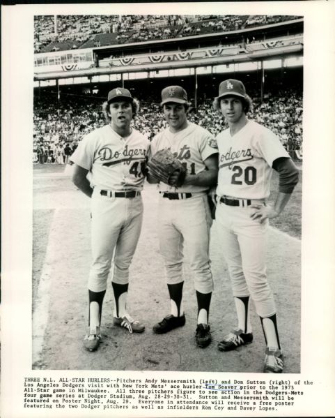 1975 Tom Seaver and Don Sutton New York Mets and Los Angeles Dodgers "The Sporting News Collection Archives" Original 8" x 10" Photo (Sporting News Collection Hologram/MEARS Photo LOA)