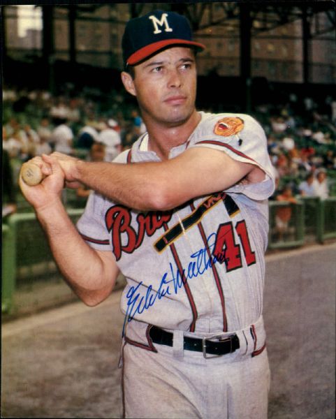 Eddie Mathews Billy Herman (2) & Whitey Ford Milwaukee Braves New York Yankees Signed 8" x 10" Photo - JSA 