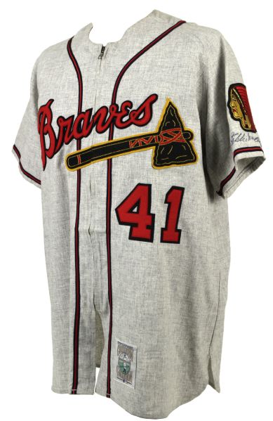 1990s Eddie Mathews Milwaukee Braves Signed Mitchell & Ness Jersey - JSA 