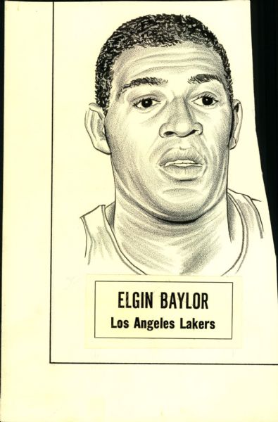 1960-72 Elgin Baylor Los Angeles Lakers "The Sporting News Collection Archives" 6.5" x 9.5" Original Illustration Art (Sporting News Collection Hologram/MEARS Photo LOA)