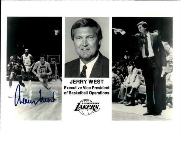 1980s Jerry West Los Angeles Lakers Signed 8" x 10" Promotional - JSA 