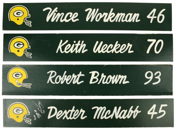 1990s Green Bay Packers Locker Nameplates - Robert Brown Keith Uecker Vince Workman Dexter McNabb 