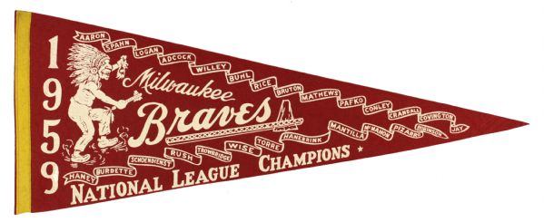 1958 Milwaukee Braves Full Size National League Champions Scroll Pennant