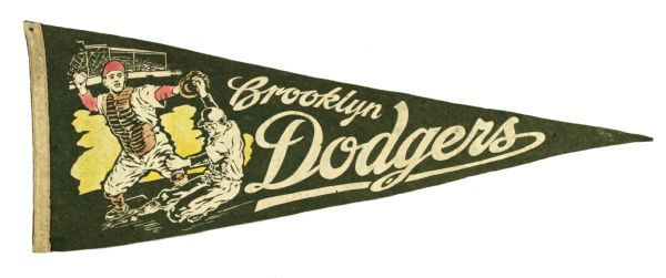 1950s circa Brooklyn Dodgers Full Size Pennant
