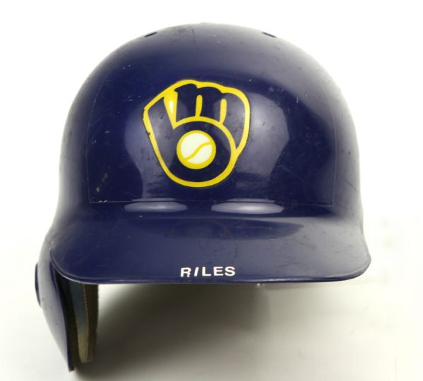 1980s Circa Ernest Riles Milwaukee Brewers Game Worn Helmet  (MEARS Auction LOA)