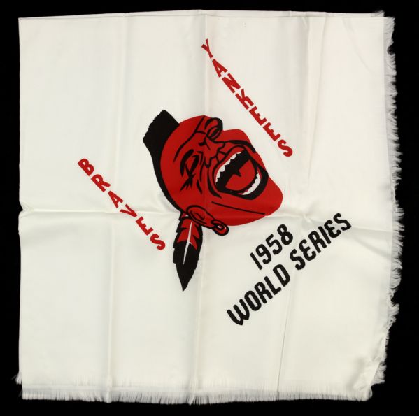 1958 Milwaukee Braves vs. New York Yankees 28" x 14" Handkerchief