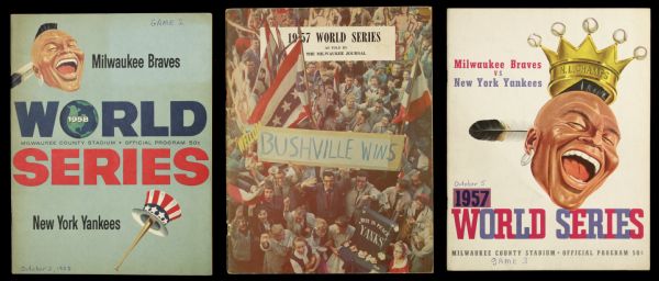 1957-58 Milwaukee Braves World Series Program & Related Publications - Lot of 3 