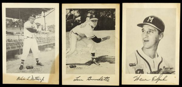 1953-57 Milwaukee Braves Spic And Span 7" x 10" Card - Lot of 8 With Warren Spahn Eddie Mathews